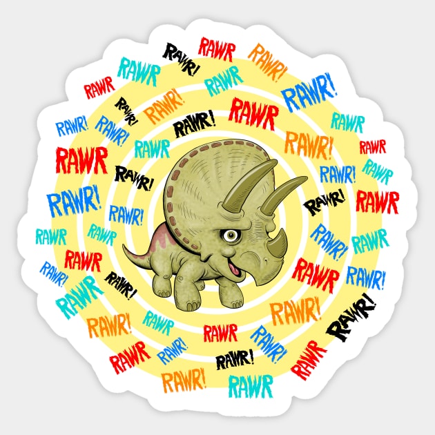 Triceratops Rawr Sticker by Lines